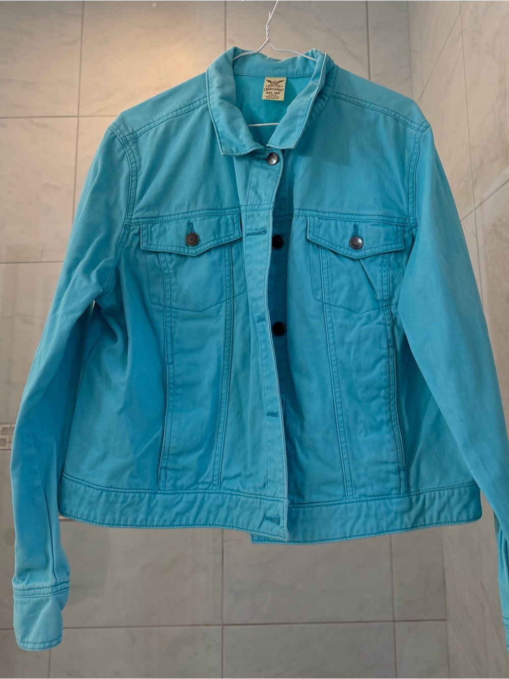 Light Aqua Blue Women's Cotton Jacket  denim style -